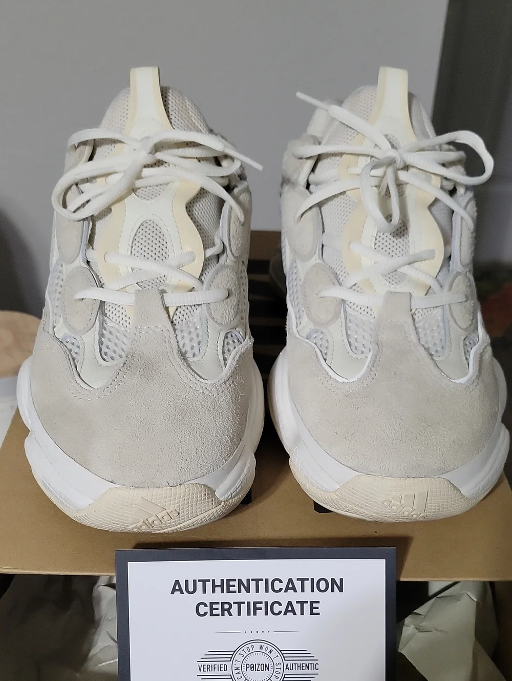 adidas Mens Cream White Mesh & Suede Low-Top Sneakers
